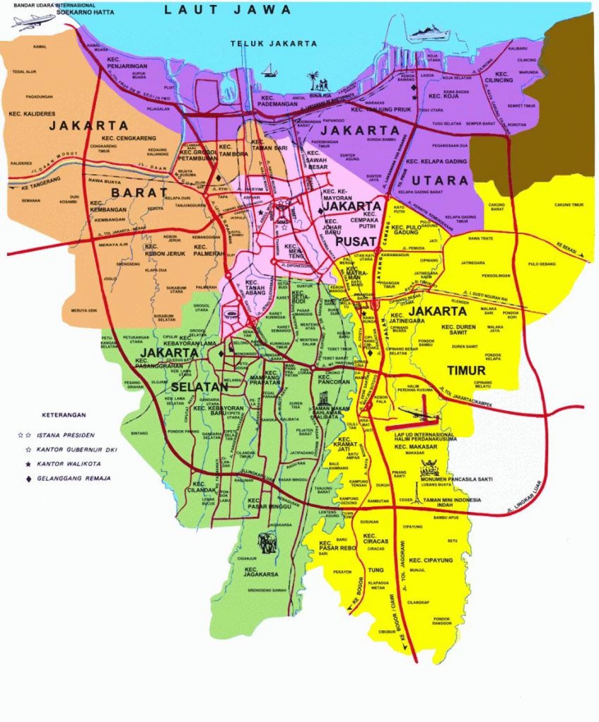 la carte de Jakarta attractions