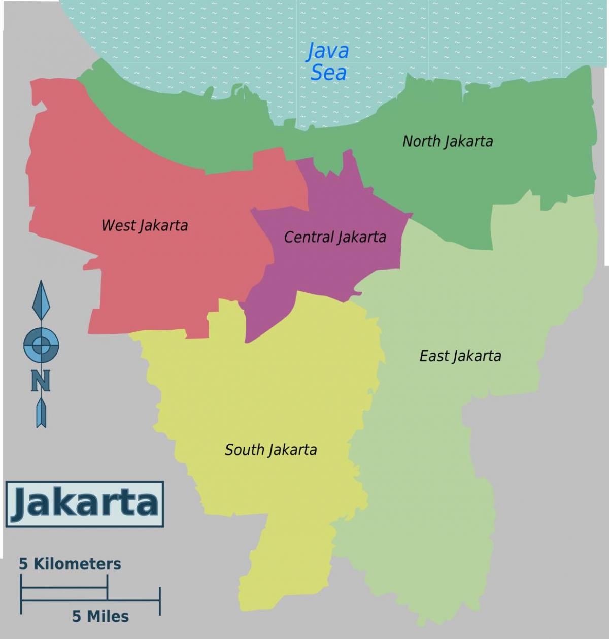 la carte de Jakarta, en quartiers