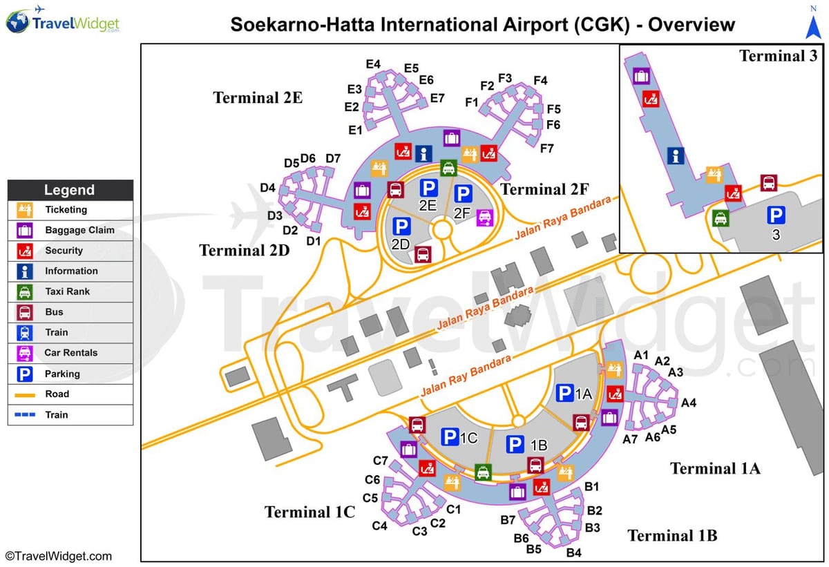soekarno hatta terminal de l'aéroport de carte