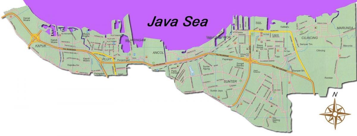 La carte  de Jakarta  utara Jakarta  utara carte  Java  