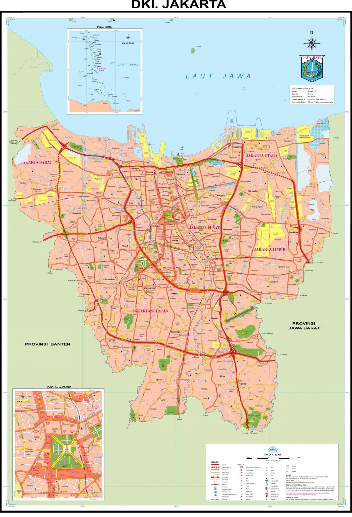 La carte  de  Jakarta  Jakarta  carte  de  la ville Java 
